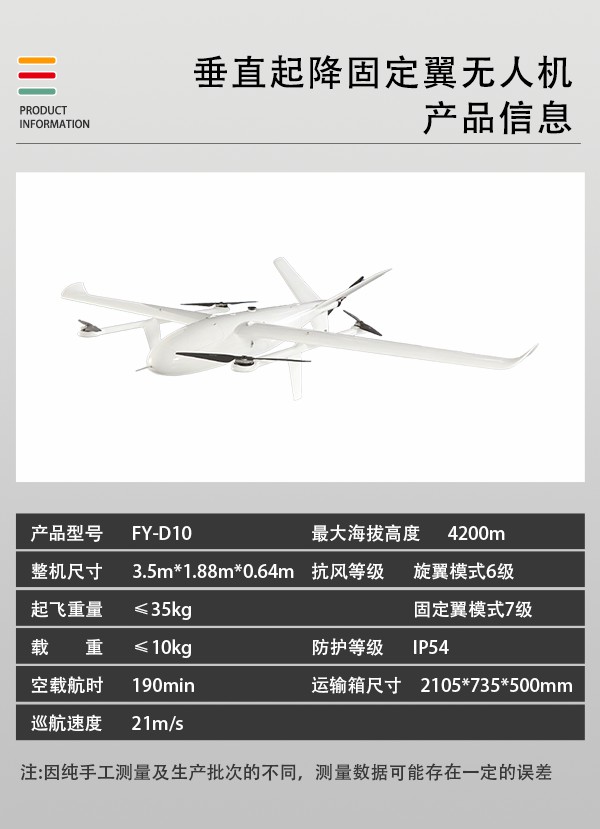 垂直起降固定翼無(wú)人機(jī)FY-D10型(圖2)